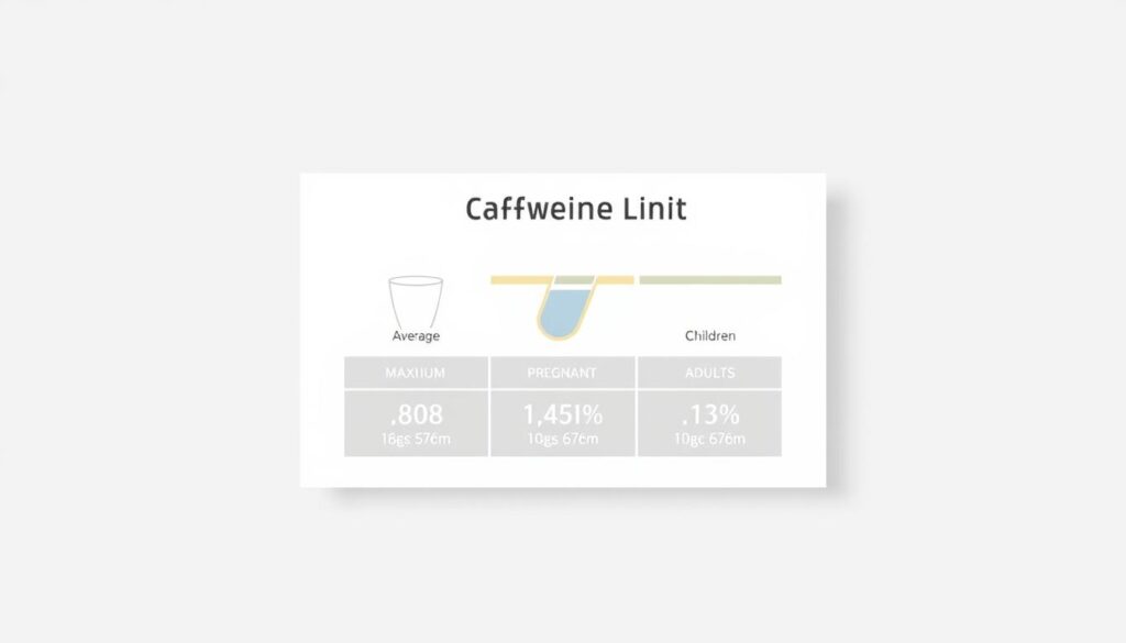 A high-resolution, photorealistic infographic depicting the daily caffeine limits for white tea, presented against a clean, minimalist background. The infographic should feature a clear, data-driven visualization of the recommended caffeine intake levels, with distinct sections highlighting the maximum daily intake for average adults, pregnant women, and children. The design should strike a balance between informative and visually appealing, utilizing a soothing color palette of whites, grays, and soft blues to convey a sense of calm and wellness. The overall composition should be well-balanced, with the infographic elements taking center stage, and the background providing just enough context to situate the content within the broader theme of white tea and its health benefits.