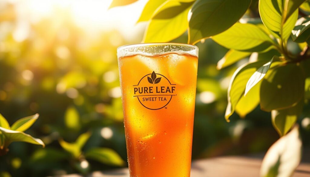 A sun-drenched glass filled with the rich golden hue of freshly brewed Pure Leaf Sweet Tea, condensation glistening on the surface, inviting a refreshing sip. Lush green leaves flutter gently in the warm breeze, their vibrant tones complementing the beverage's natural sweetness. The scene is captured through a soft, dreamy lens, creating an atmosphere of tranquility and indulgence. Warm, diffused lighting bathes the composition, lending a comforting, almost nostalgic feel. The pure, unadulterated essence of the tea is the focal point, surrounded by a serene, picturesque landscape that evokes a sense of ease and contentment. A sun-drenched glass filled with the rich golden hue of freshly brewed Pure Leaf Sweet Tea, condensation glistening on the surface, inviting a refreshing sip. Lush green leaves flutter gently in the warm breeze, their vibrant tones complementing the beverage's natural sweetness. The scene is captured through a soft, dreamy lens, creating an atmosphere of tranquility and indulgence. Warm, diffused lighting bathes the composition, lending a comforting, almost nostalgic feel. The pure, unadulterated essence of the tea is the focal point, surrounded by a serene, picturesque landscape that evokes a sense of ease and contentment.