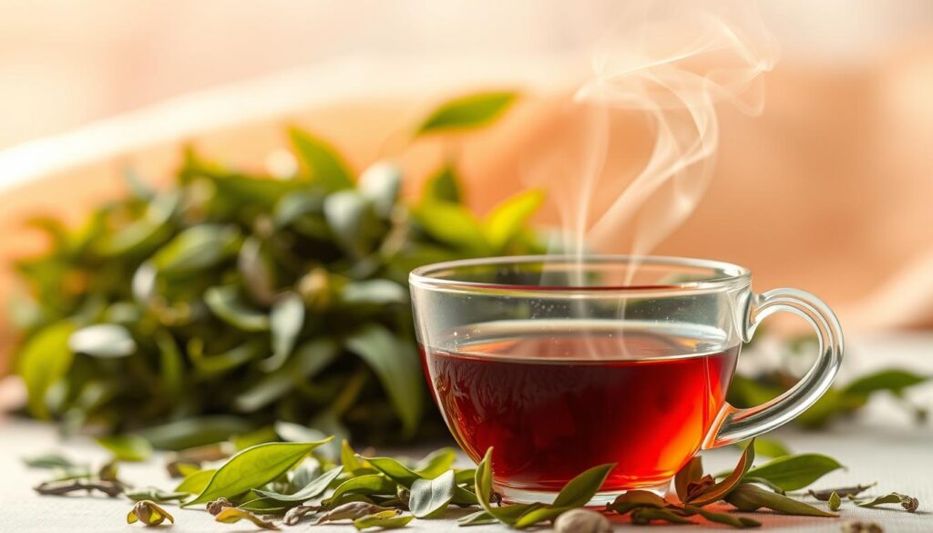 Vibrant jasmine tea leaves swirl against a soft, blurred background, their verdant hues accented by the warm glow of natural lighting. In the foreground, a delicate glass teacup sits, its translucent surface capturing the nuanced shades of the brew within. Strands of steam rise, hinting at the complex interplay of flavors and aromas that contribute to the tea's unique caffeine profile. The composition is crisp, focused, and evocative, drawing the viewer's attention to the key factors that influence the caffeine content of this beloved beverage. Vibrant jasmine tea leaves swirl against a soft, blurred background, their verdant hues accented by the warm glow of natural lighting. In the foreground, a delicate glass teacup sits, its translucent surface capturing the nuanced shades of the brew within. Strands of steam rise, hinting at the complex interplay of flavors and aromas that contribute to the tea's unique caffeine profile. The composition is crisp, focused, and evocative, drawing the viewer's attention to the key factors that influence the caffeine content of this beloved beverage.